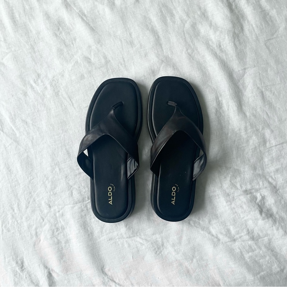Aldo Black Leather Sandals